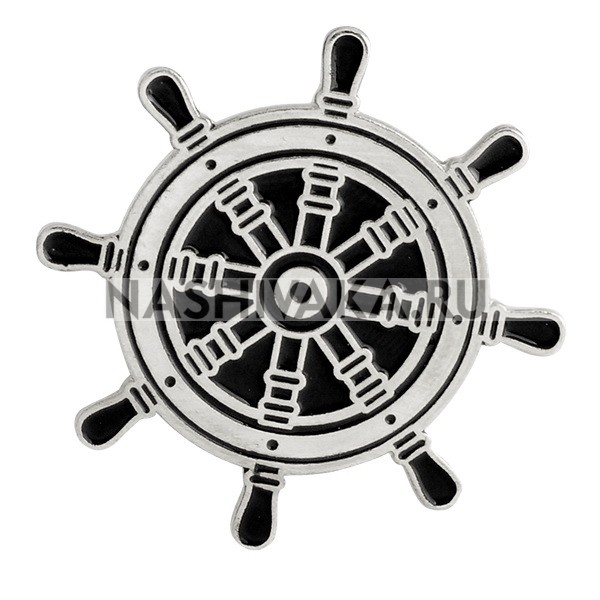 Значок Штурвал, серебро (300041)