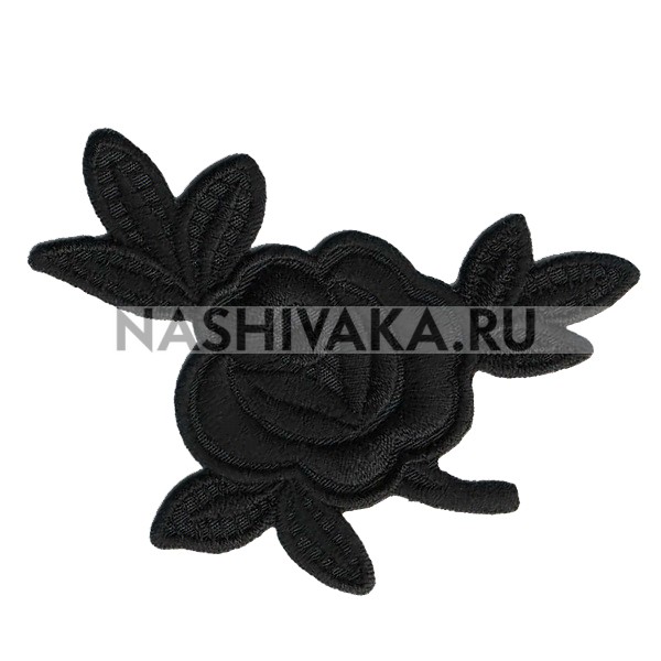 Нашивка Роза черная (200919), 35х50мм
