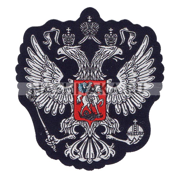 Нашивка Герб России черный (200808), 78х70мм