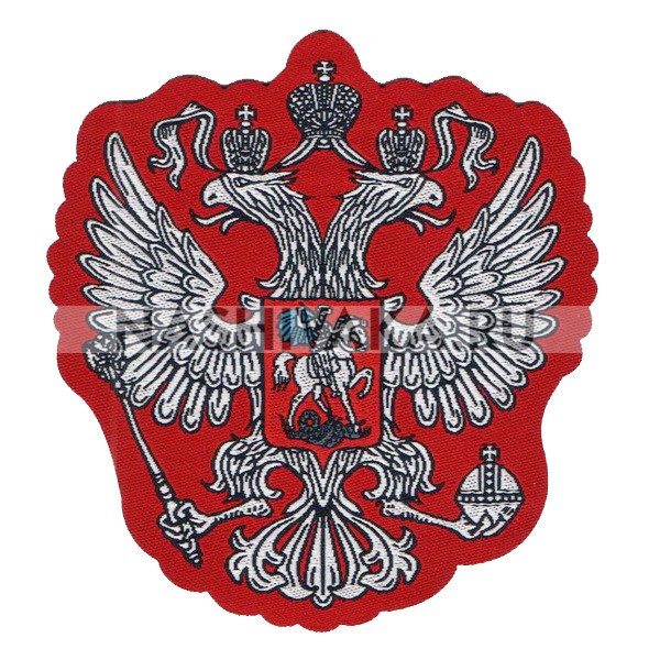 Нашивка Герб России красный (202424), 78х70мм
