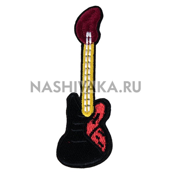Нашивка Гитара черная (200620), 95х35мм