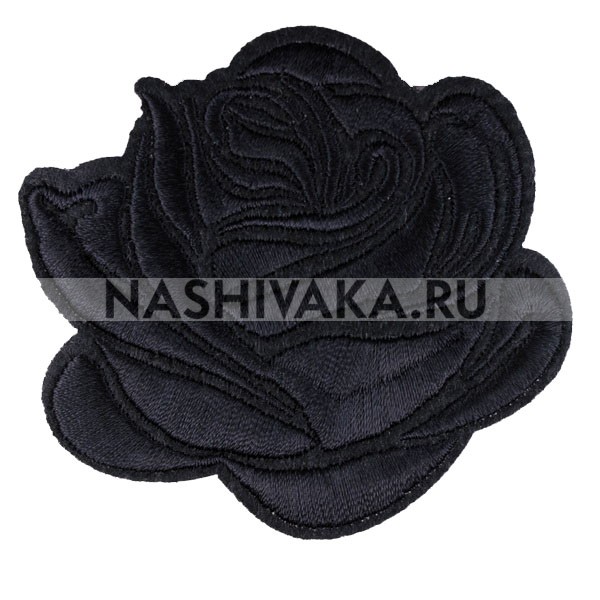 Нашивка Цветок - Роза черная (200587), 65х70мм
