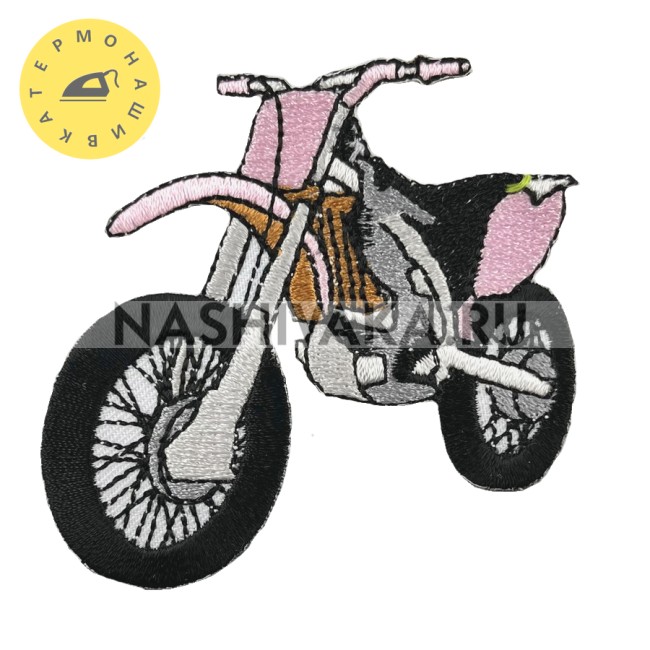 Нашивка Мотоцикл розовый (215501), 60х70мм