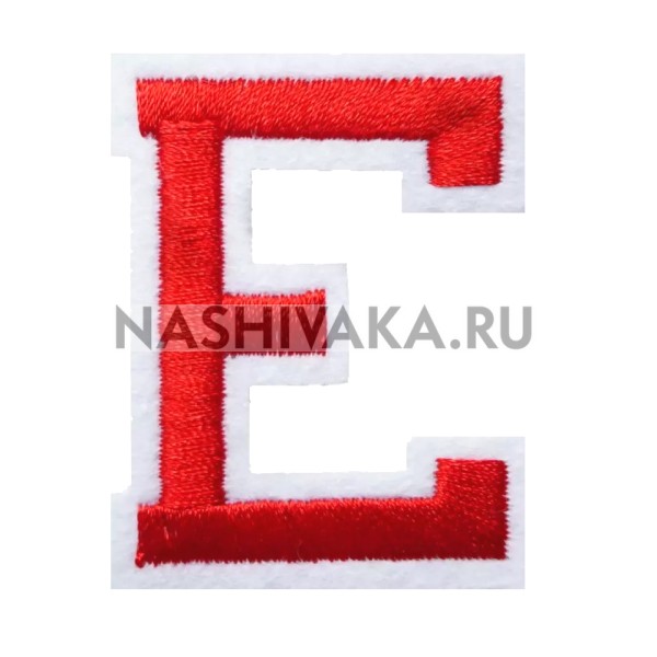 Нашивка Буква "E" красная (202514), 50х40мм