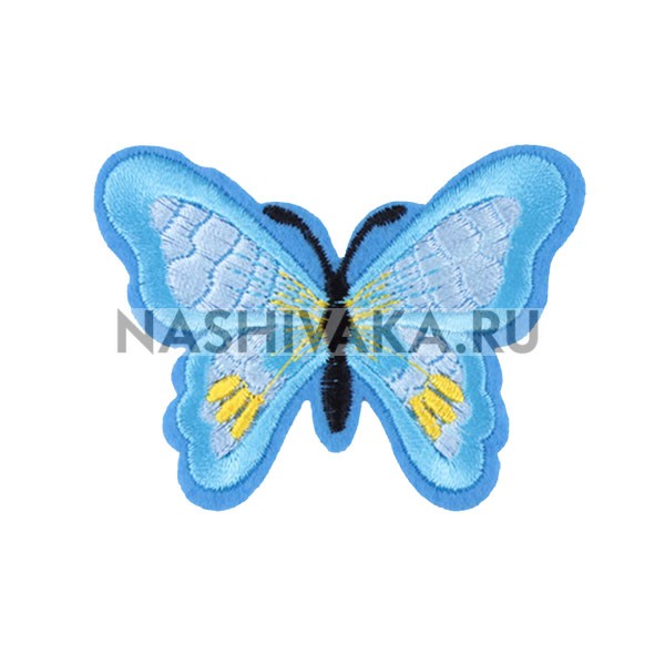 Нашивка Бабочка (голубая) (200131), 50х68мм