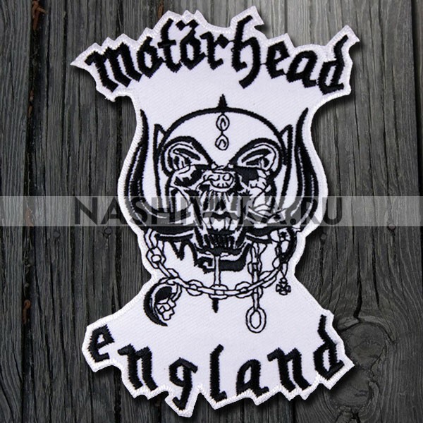 Нашивка Motorhead - England белая (200532), 115х80мм