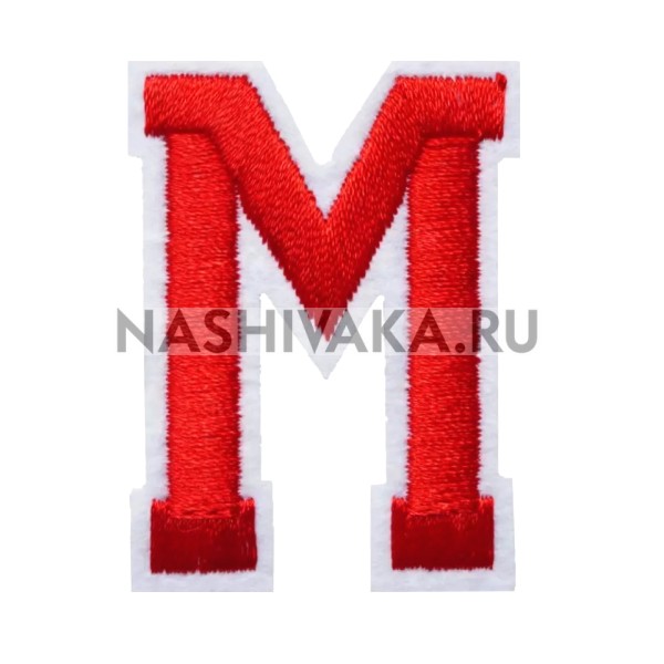 Нашивка Буква "M" красная (202522), 50х40мм