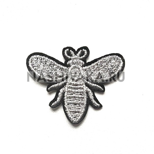 Нашивка Пчела серебристая (212153), 35х45мм