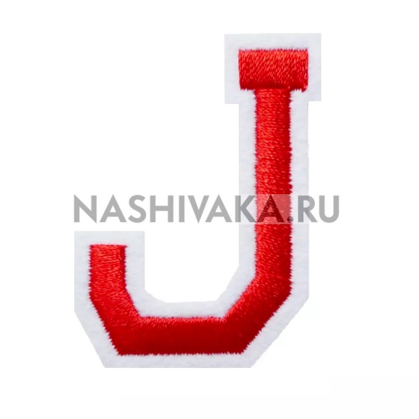Нашивка Буква "J" красная (202519), 50х40мм
