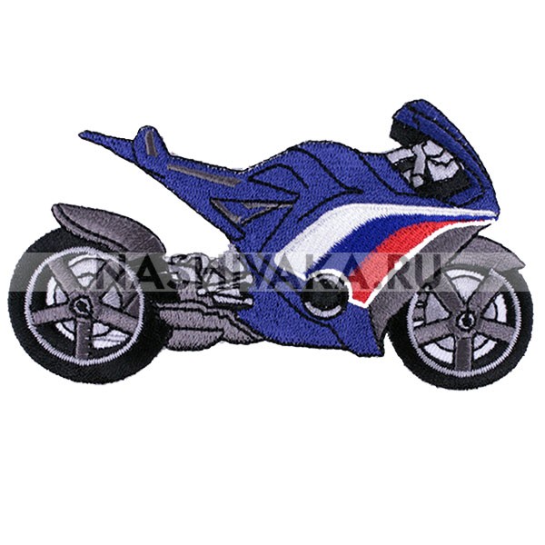 Нашивка Мотоцикл синий (200541), 65х115мм