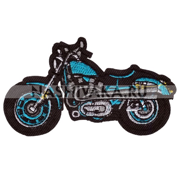 Нашивка Мотоцикл голубой (201562), 60х100мм