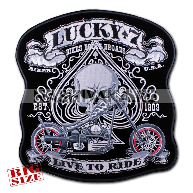 Нашивка Lucky 7 - Live To Ride (200244), 270х260мм
