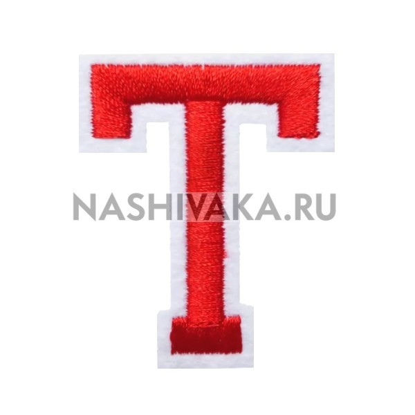 Нашивка Буква "T" красная (202528), 50х40мм