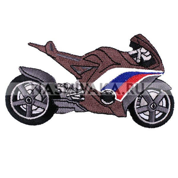 Нашивка Мотоцикл коричневый (200543), 65х115мм