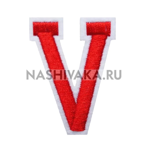 Нашивка Буква "V" красная (202530), 50х40мм