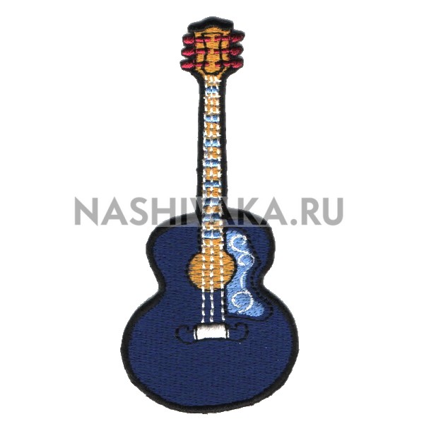 Нашивка Гитара синяя (201665), 95х53мм