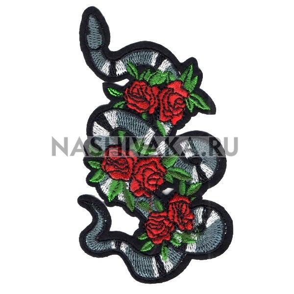 Нашивка Змея с розами (201967), 120х80мм