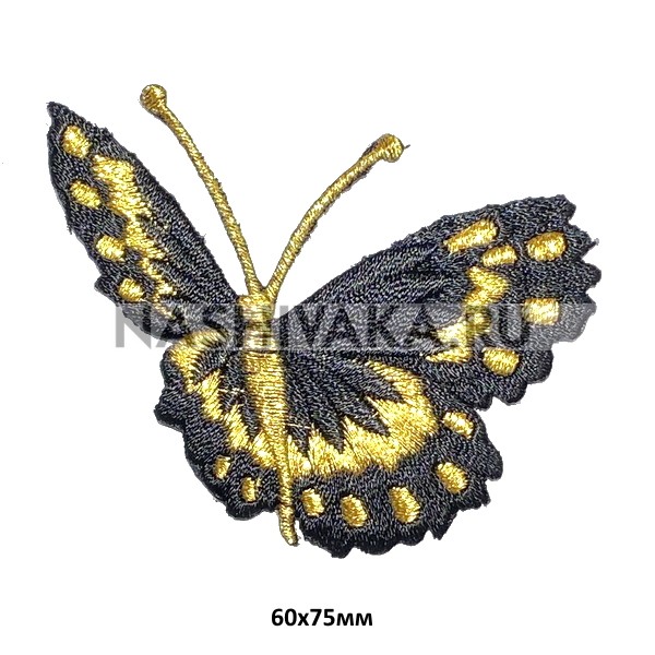 Нашивка Бабочка черная (212181), 60х75мм