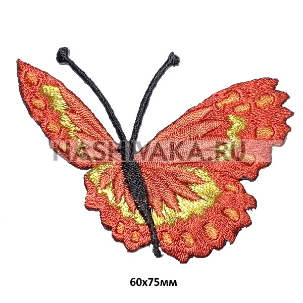 Нашивка Бабочка красно-золотая (212182), 60х75мм
