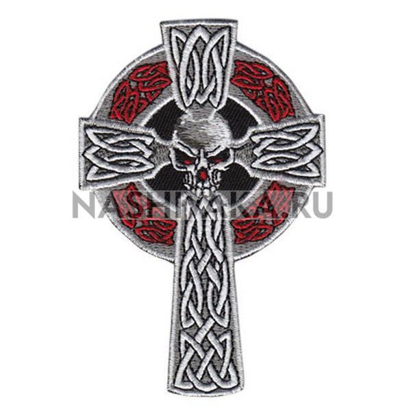 Нашивка Кельтский крест с черепом (201052), 95х64мм