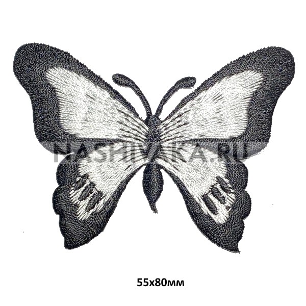 Нашивка Бабочка черно-белая (212186), 55х80мм