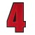 Нашивка Цифра "4" красная (200170), 100х60мм