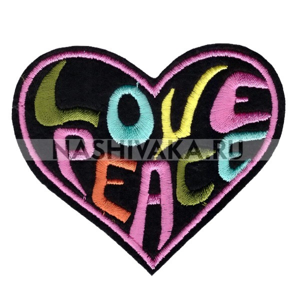 Нашивка Сердце - Love Peace (201986), 75х87мм