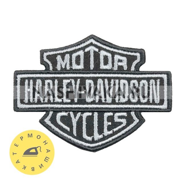 Нашивка Harley Davidson серая (202177), 55х74мм