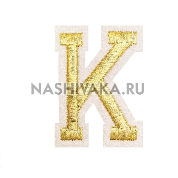 Нашивка Буква "K" золотая (202757), 50х40мм