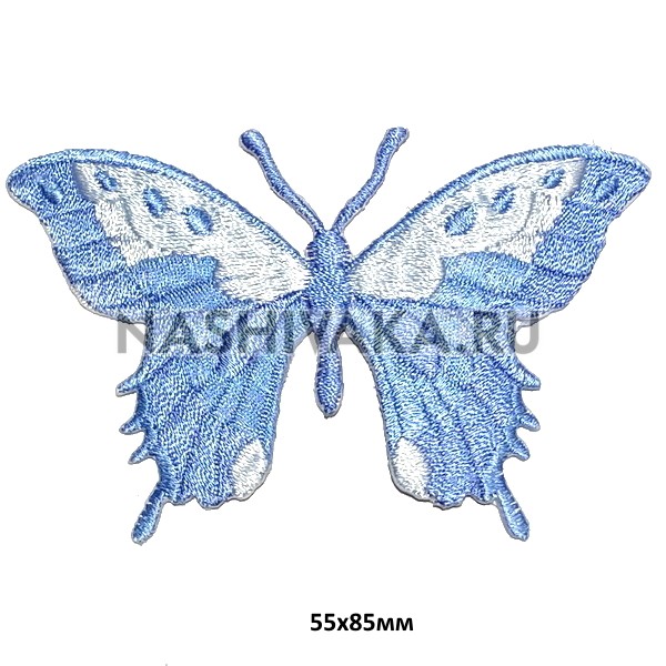 Нашивка Бабочка голубая (212192), 55х85мм