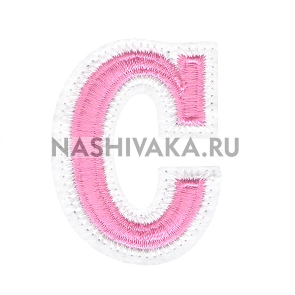 Нашивка Буква "C" розовая (202261), 45х32мм