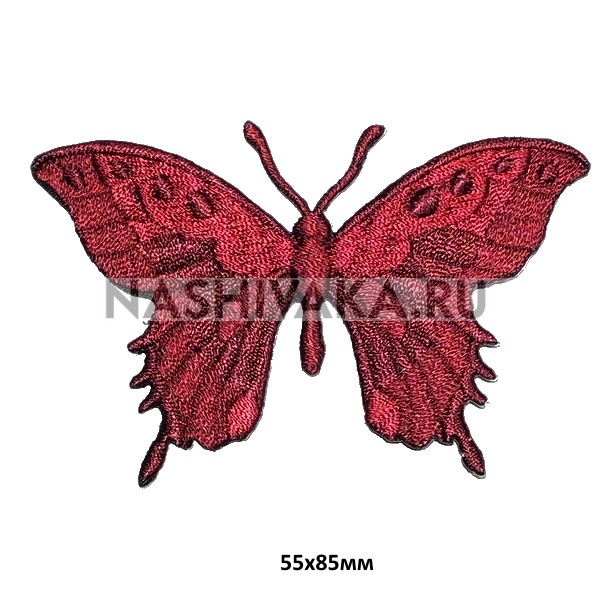 Нашивка Бабочка бордовая (212193), 55х85мм