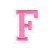 Нашивка Буква "F" розовая (202264), 45х32мм