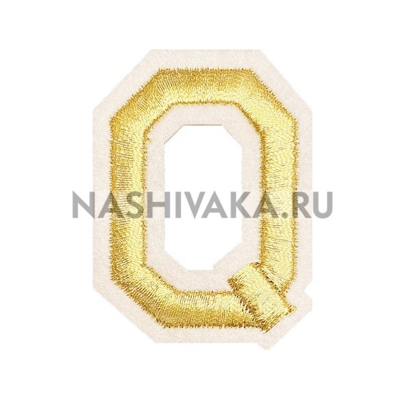 Нашивка Буква "Q" золотая (202763), 50х40мм