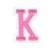 Нашивка Буква "K" розовая (202269), 45х32мм