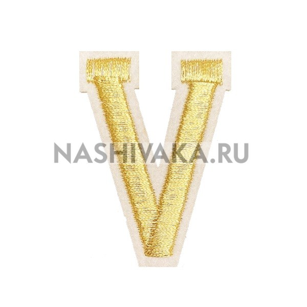 Нашивка Буква "V" золотая (202768), 50х40мм