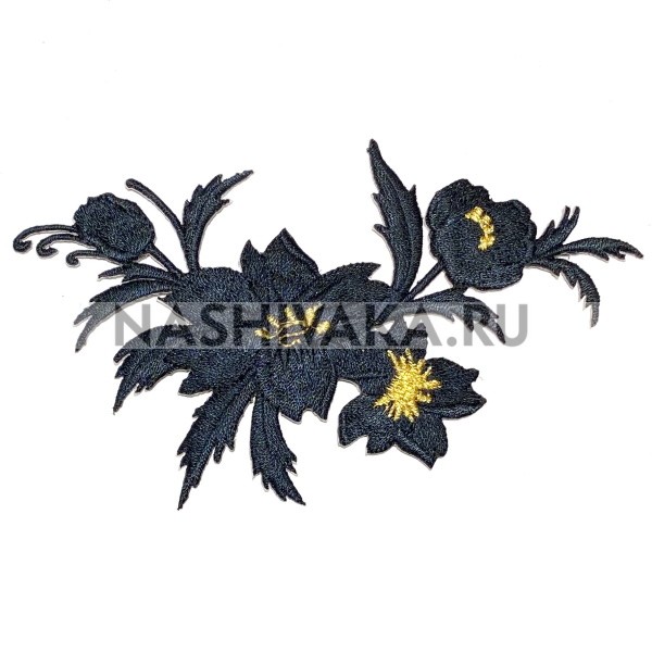 Нашивка Цветок черный (200782), 80х130мм