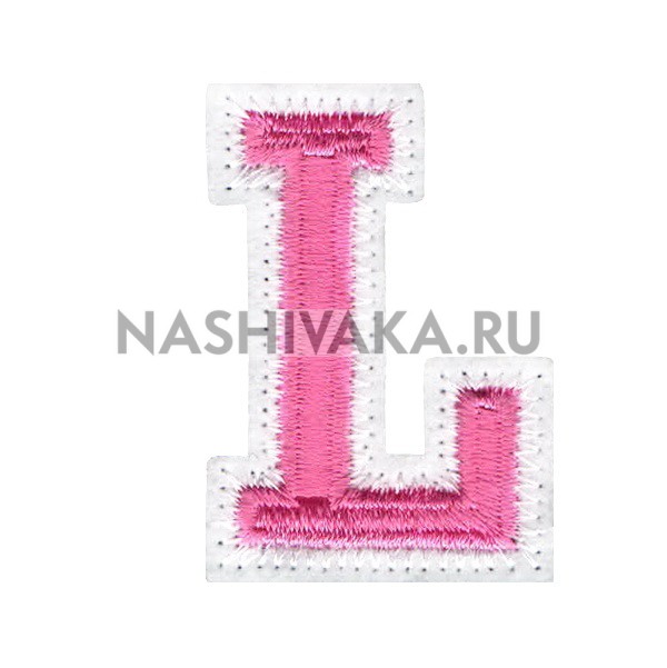 Нашивка Буква "L" розовая (202270), 45х32мм