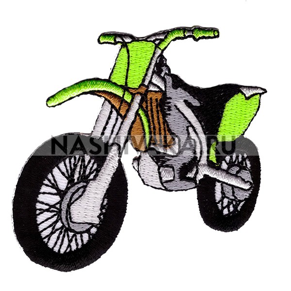 Нашивка Мотоцикл зеленый (201605), 60х70мм