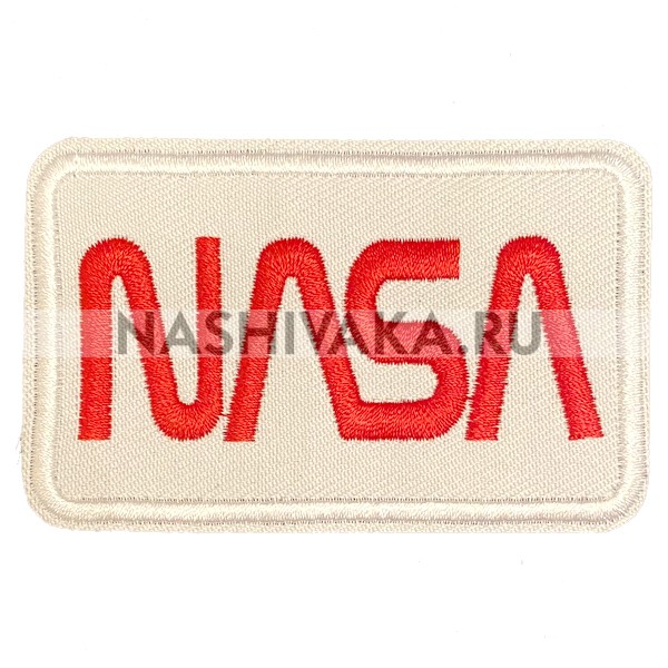 Нашивка NASA белая на липучке (200487), 50х80мм