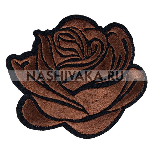 Нашивка Цветок - Роза коричневая (200589), 65х70мм