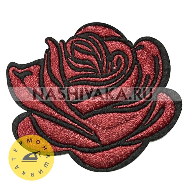 Нашивка Цветок - Роза бордовая (200590), 65х70мм