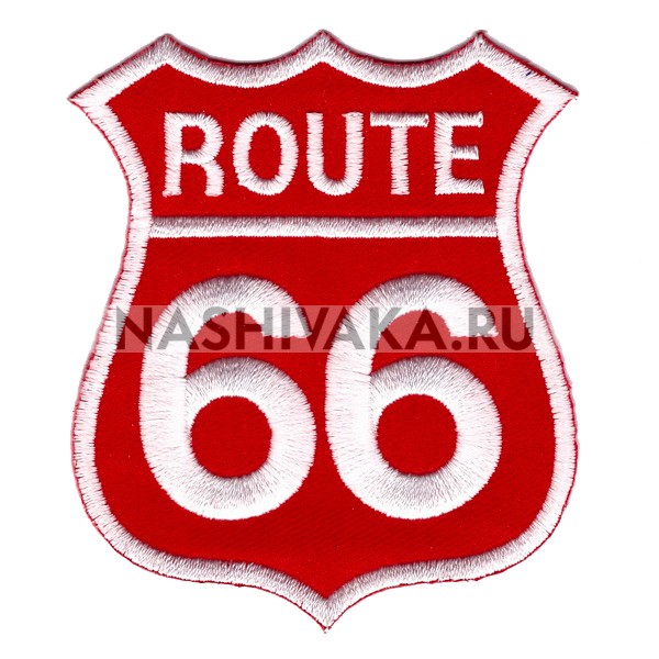 Нашивка Route 66 красная (201328), 80х70мм
