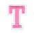 Нашивка Буква "T" розовая (202278), 45х32мм
