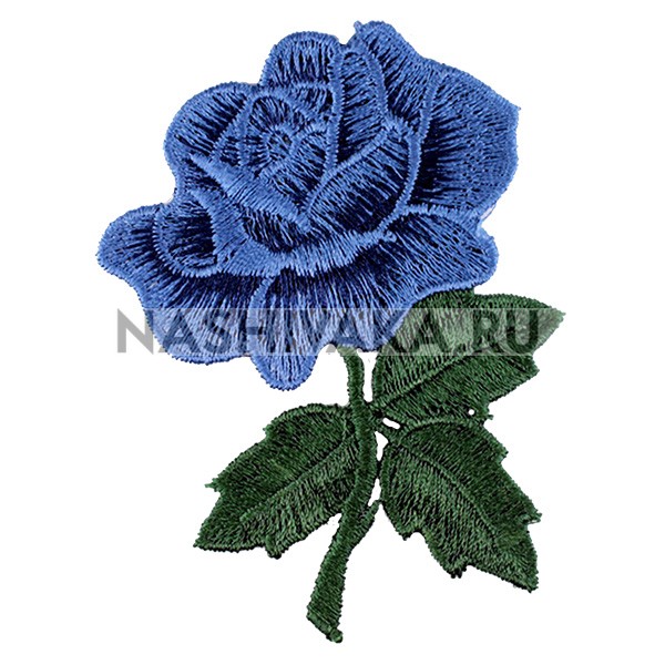 Нашивка Цветок Роза синяя (200979), 90х65мм