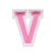 Нашивка Буква "V" розовая (202280), 45х32мм