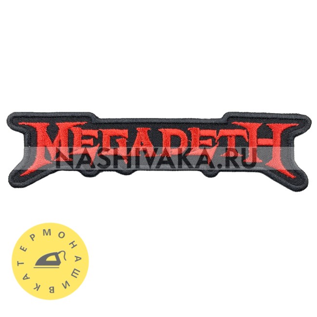Нашивка Megadeth красная (200695), 32х118мм