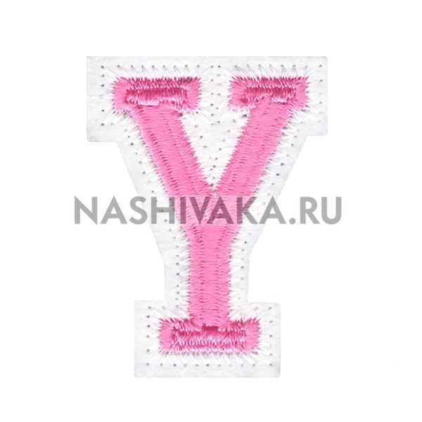 Нашивка Буква "Y" розовая (202283), 45х32мм